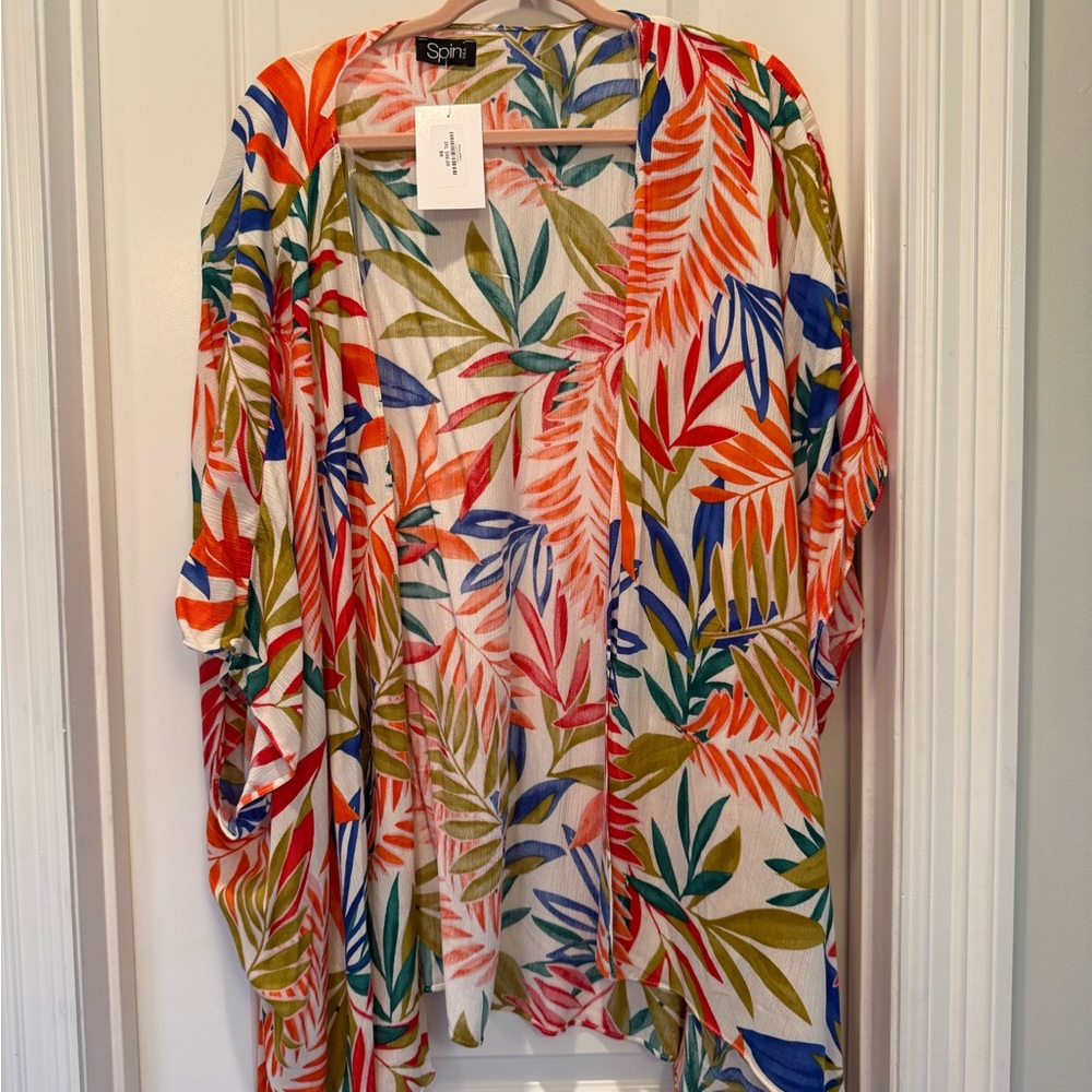 Spirit Multicolor Leaf Print Kimono